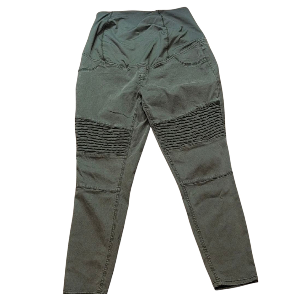 Isabel Maternity by Ingrid & Isabel Olive Recto Straight Leg Moto Jeans Size 8